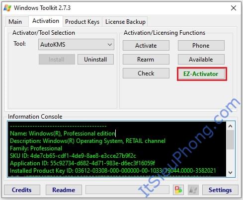 Chọn EZ-Activator để kích hoạt Windows